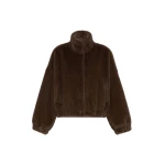Max Mara Anemone Fluffy Textured Cropped Jacket in Brown | Jackets | Luxury Shoes 