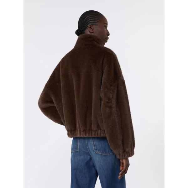 Max Mara Anemone Fluffy Textured Cropped Jacket in Brown | Jackets | Luxury Shoes 