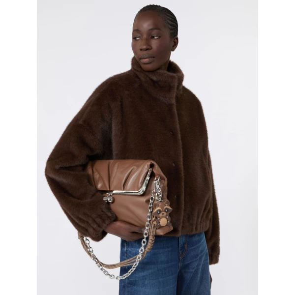 Max Mara Anemone Fluffy Textured Cropped Jacket in Brown | Jackets | Luxury Shoes 