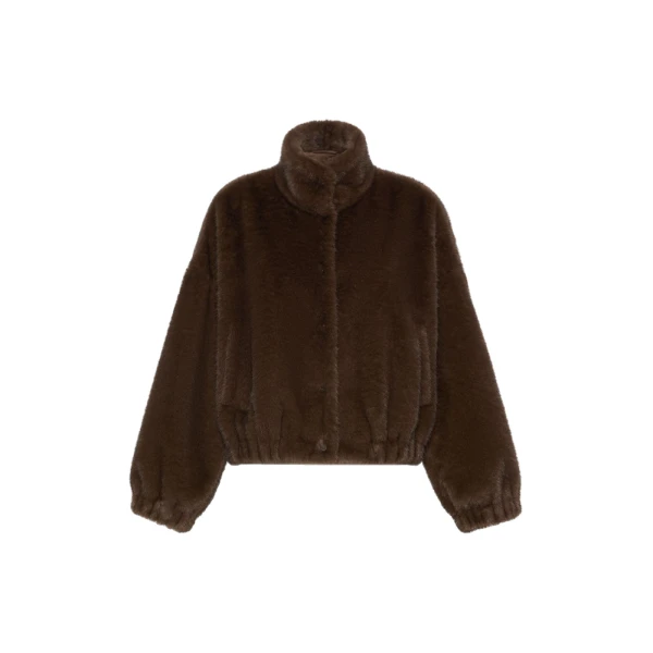 Max Mara Anemone Fluffy Textured Cropped Jacket in Brown | Jackets | Luxury Shoes 