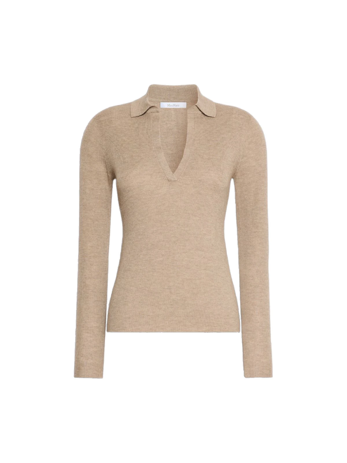 Max Mara Angel Cashmere Yarn Polo Sweater in Sand Max Mara Angel Cashmere Yarn Polo Sweater in Sand | Sweaters | Luxury Shoes