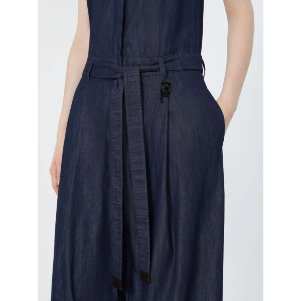 Max Mara Angel Cotton Denim Jumpsuit in Midnight Blue | Jumpsuit | Luxury Shoes 