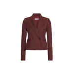 Max Mara Angizia Denim-Effect Wool Double-Breasted Jacket in Rust | Denim | Luxury Shoes 