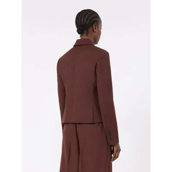 Max Mara Angizia Denim-Effect Wool Double-Breasted Jacket in Rust | Denim | Luxury Shoes 
