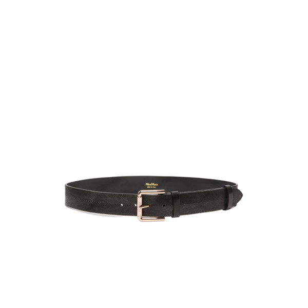 Max Mara Angizia Leather Belt in Black | Belts | Luxury Shoes 