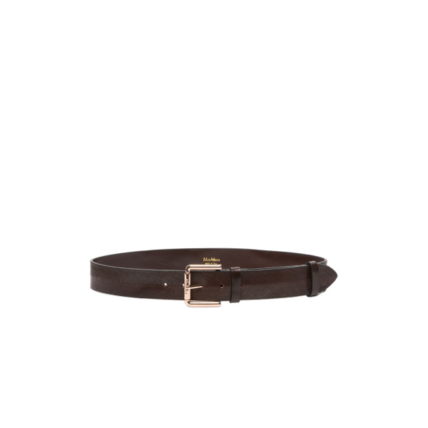 Max Mara Angizia Leather Belt in Dark Brown | Belts | Luxury Shoes 