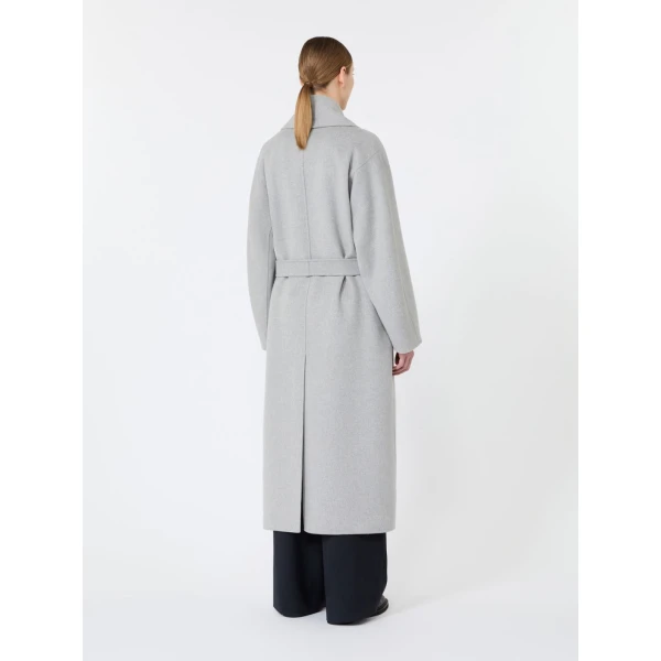 Max Mara Anna Double Wool Robe Coat in Pearl Grey | Wool Coat | Luxury Shoes 