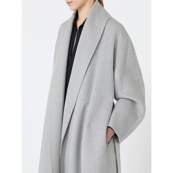 Max Mara Anna Double Wool Robe Coat in Pearl Grey | Wool Coat | Luxury Shoes 