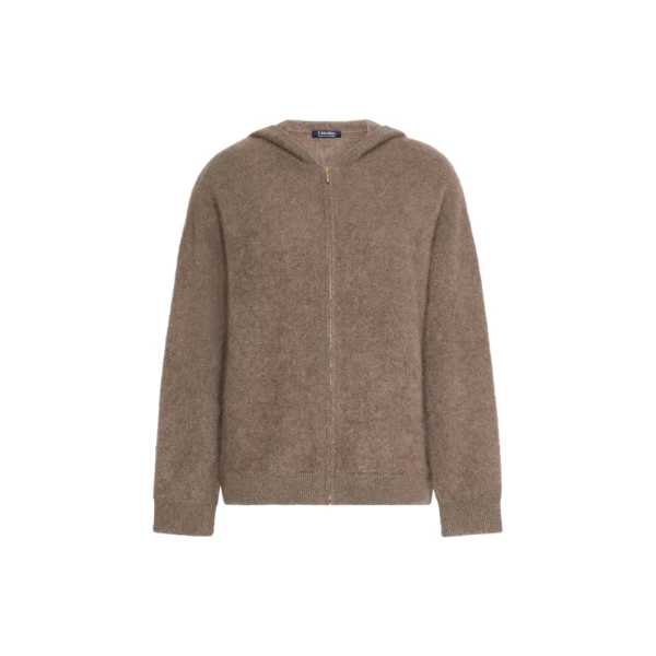 Max Mara Anne Brushed Yak Wool Hooded Cardigan in Beige | Cardigan | Luxury Shoes 