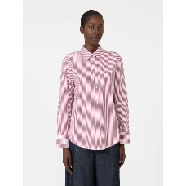 Max Mara Anthea Classic Cotton Shirt in Bordeaux | Shirts | Luxury Shoes 