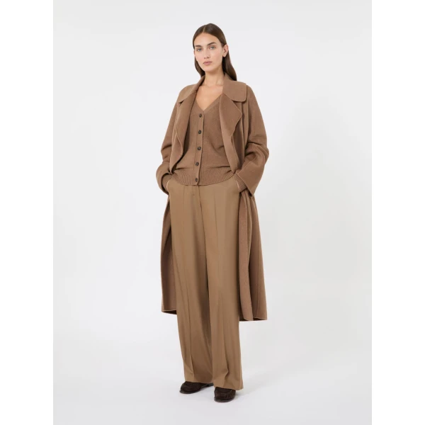 Max Mara Apollo Wool Cardigan with Elbow Patches in Camel | Cardigan | Luxury Shoes 