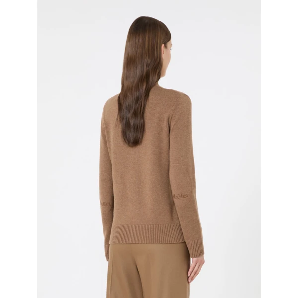 Max Mara Apollo Wool Cardigan with Elbow Patches in Camel | Cardigan | Luxury Shoes 