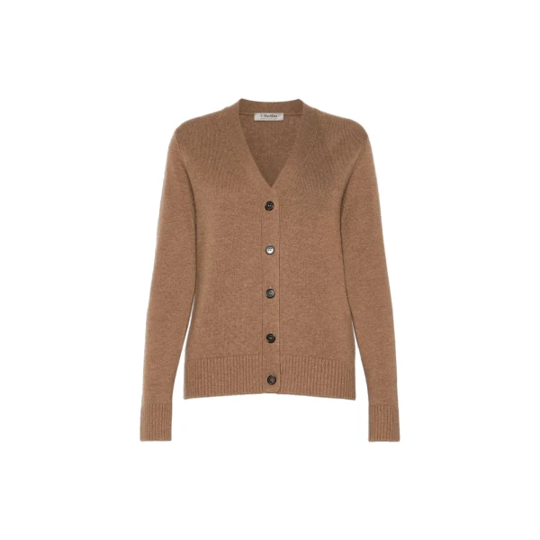 Max Mara Apollo Wool Cardigan with Elbow Patches in Camel | Cardigan | Luxury Shoes 