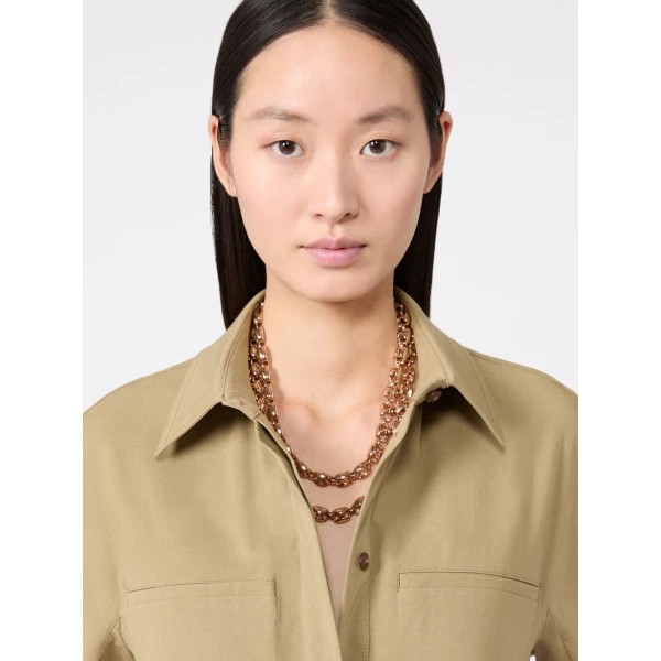 Max Mara Aquila Long Link Necklace in Bronze | Necklace | Luxury Shoes 