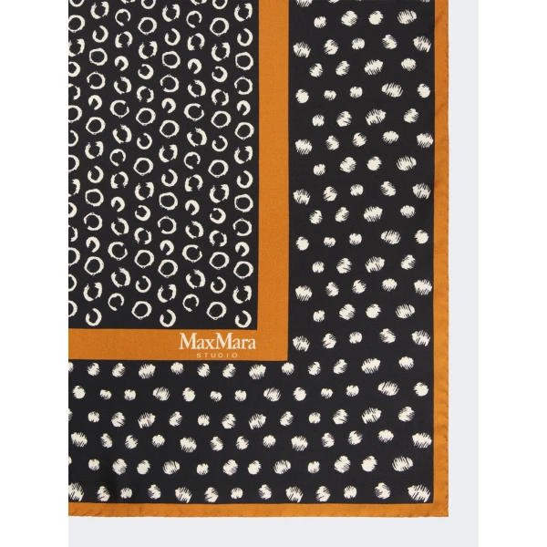 Max Mara Aquila Printed Silk Scarf in Black | Scarves | Luxury Shoes 