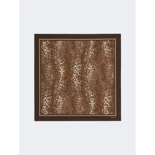 Max Mara Aquila Printed Silk Scarf in Caramel | Scarves | Luxury Shoes 
