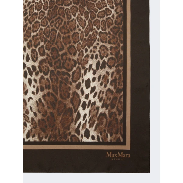 Max Mara Aquila Printed Silk Scarf in Caramel | Scarves | Luxury Shoes 