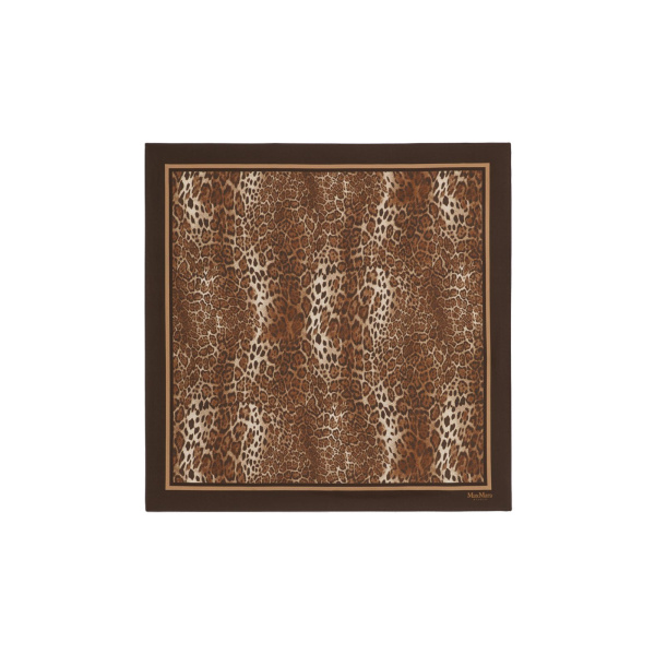Max Mara Aquila Printed Silk Scarf in Caramel | Scarves | Luxury Shoes 