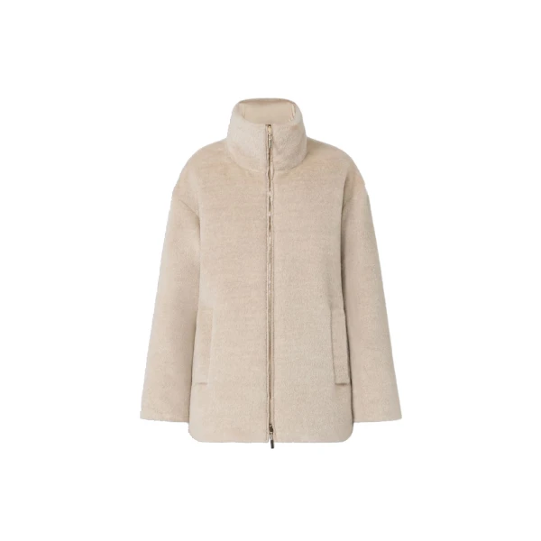Max Mara Arancio Reversible Wool and Alpaca Puffer Jacket in Albino White | Jackets | Luxury Shoes 