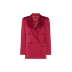 Max Mara Arca Double-Breasted Envers Satin Blazer in Ruby | Blazers | Luxury Shoes 