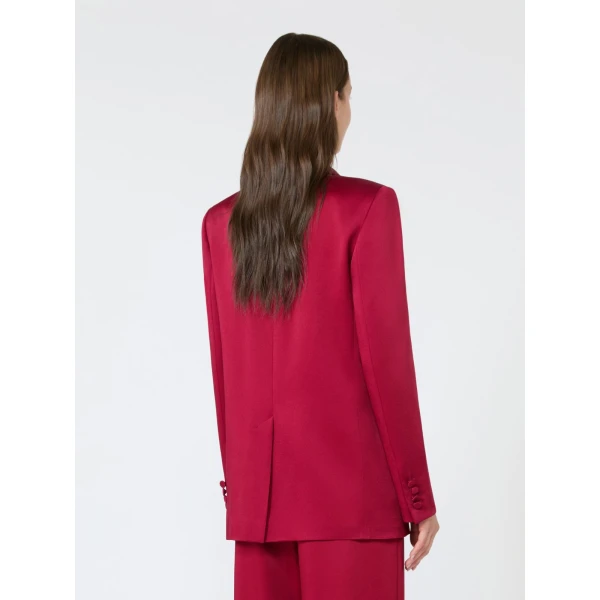 Max Mara Arca Double-Breasted Envers Satin Blazer in Ruby | Blazers | Luxury Shoes 