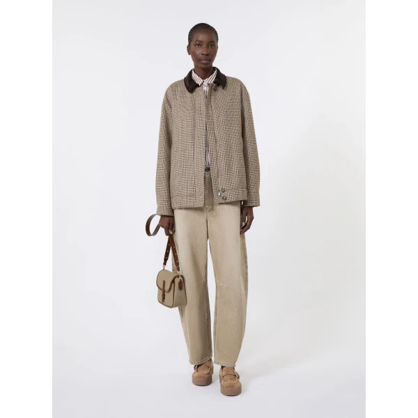 Max Mara Arcadia Worn-Look Denim Barrel-Leg Jeans in Beige | Denim | Luxury Shoes 