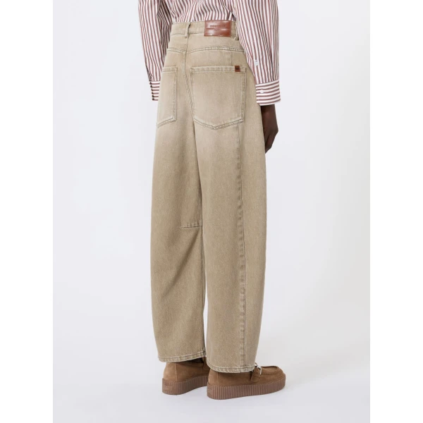 Max Mara Arcadia Worn-Look Denim Barrel-Leg Jeans in Beige | Denim | Luxury Shoes 