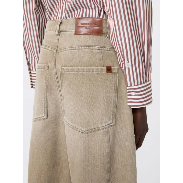 Max Mara Arcadia Worn-Look Denim Barrel-Leg Jeans in Beige | Denim | Luxury Shoes 