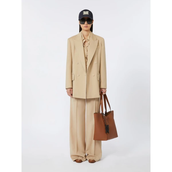Max Mara Archetipo Leather Handbag in Amber Brown | Totes & Top-Handle Bags | Luxury Shoes 