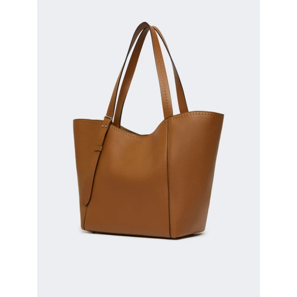 Max Mara Archetipo Leather Handbag in Amber Brown | Totes & Top-Handle Bags | Luxury Shoes 