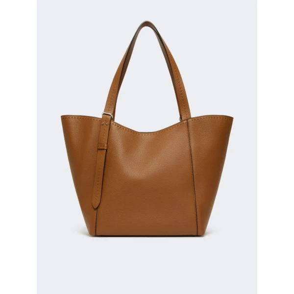 Max Mara Archetipo Leather Handbag in Amber Brown | Totes & Top-Handle Bags | Luxury Shoes 