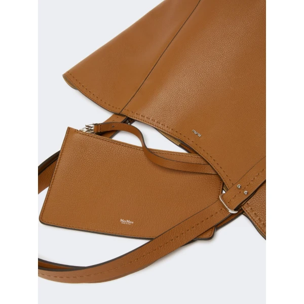 Max Mara Archetipo Leather Handbag in Amber Brown | Totes & Top-Handle Bags | Luxury Shoes 