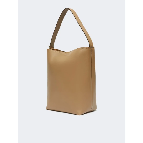 Max Mara Archetipo Medium Leather Bucket Bag in Mud | Totes & Top-Handle Bags | Luxury Shoes 
