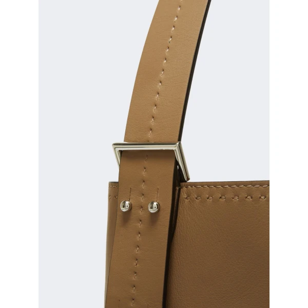 Max Mara Archetipo Medium Leather Bucket Bag in Mud | Totes & Top-Handle Bags | Luxury Shoes 