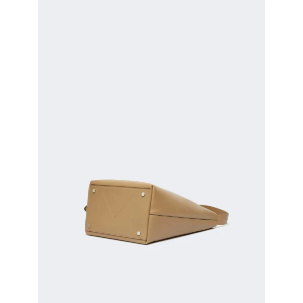Max Mara Archetipo Medium Leather Bucket Bag in Mud | Totes & Top-Handle Bags | Luxury Shoes 