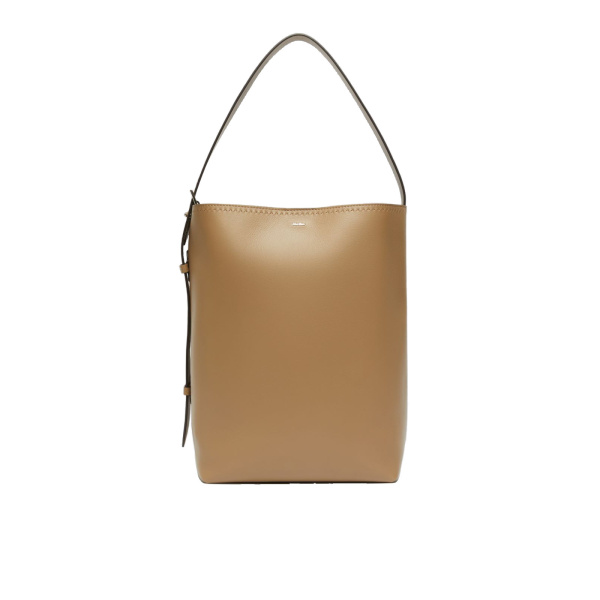 Max Mara Archetipo Medium Leather Bucket Bag in Mud | Totes & Top-Handle Bags | Luxury Shoes 