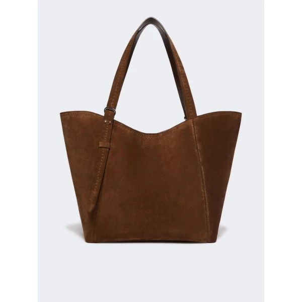 Max Mara Archetipo Split Leather Handbag in Dark Brown | Totes & Top-Handle Bags | Luxury Shoes 
