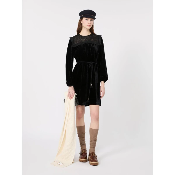 Max Mara Arco Velvet Mini Dress in Black | Mini Dresses | Luxury Shoes 