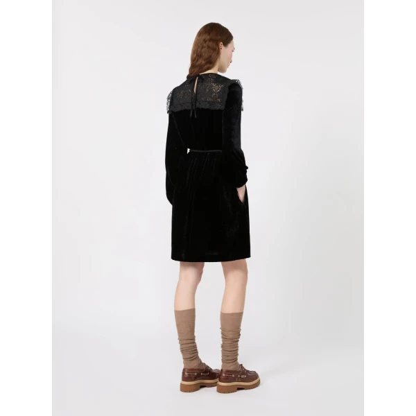 Max Mara Arco Velvet Mini Dress in Black | Mini Dresses | Luxury Shoes 