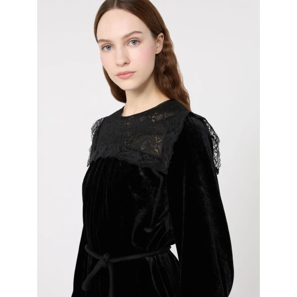 Max Mara Arco Velvet Mini Dress in Black | Mini Dresses | Luxury Shoes 