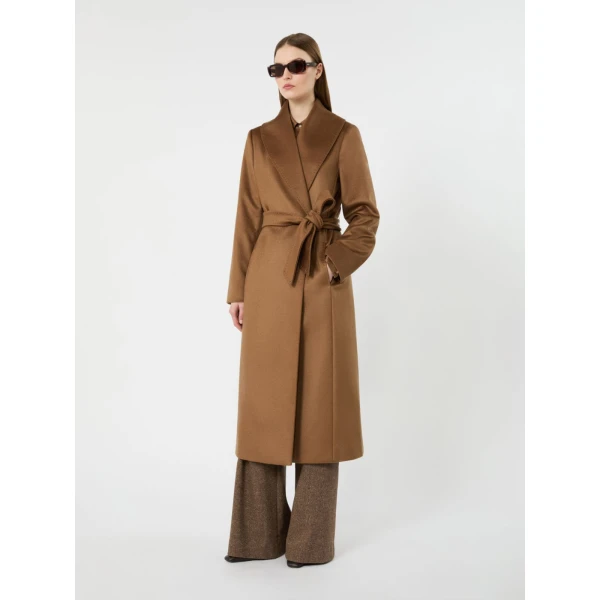 Max Mara Ardea Long Cashmere Robe Coat in Tobacco | Wool Coat | Luxury Shoes 
