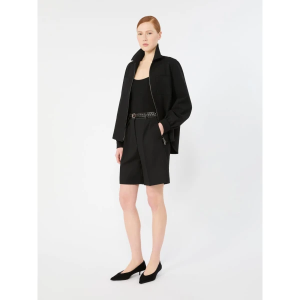 Max Mara Argento Woollen Cloth Bermuda Shorts in Black | Shorts | Luxury Shoes 