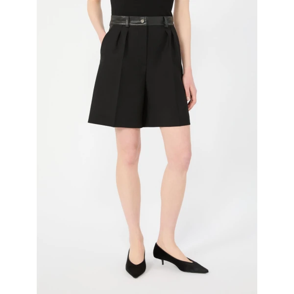 Max Mara Argento Woollen Cloth Bermuda Shorts in Black | Shorts | Luxury Shoes 