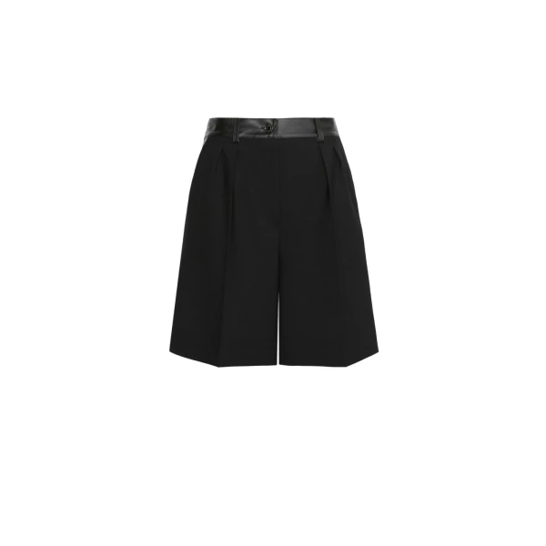 Argento Woollen Cloth Bermuda Shorts in Black