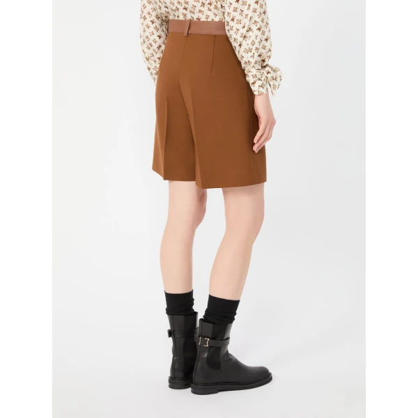 Max Mara Argento Woollen Cloth Bermuda Shorts in Tobacco | Shorts | Luxury Shoes 