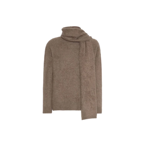 Max Mara Aria Yak Wool Sweater with Scarf in Beige | Sweaters | Luxury Shoes 