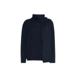 Max Mara Aria Yak Wool Sweater with Scarf in Navy | Sweaters | Luxury Shoes 