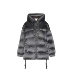 Max Mara Ariete Roomy Hooded Water-Repellent Puffer Jacket in Medium Grey | Jackets | Luxury Shoes 