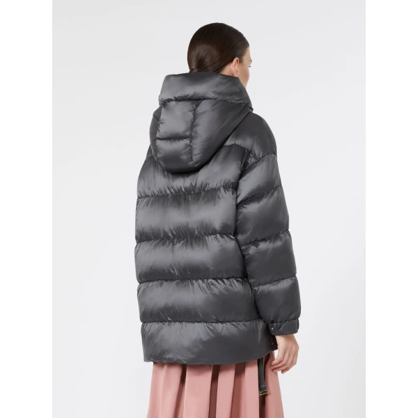 Max Mara Ariete Roomy Hooded Water-Repellent Puffer Jacket in Medium Grey | Jackets | Luxury Shoes 