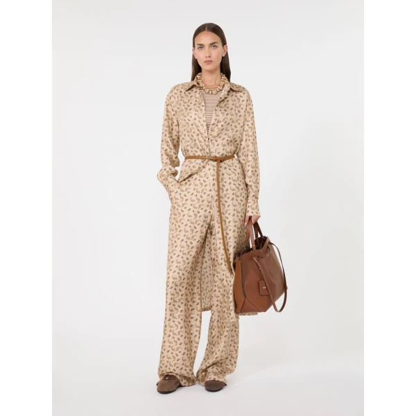 Max Mara Aris Silk Shirt Dress in Beige | Shirtdress | Luxury Shoes 